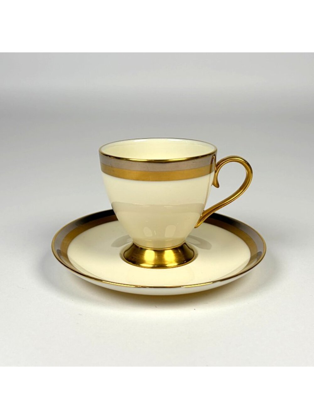 Gorham Royal Contessa 24K Gold Banded Fine China Demitasse & Saucer Set